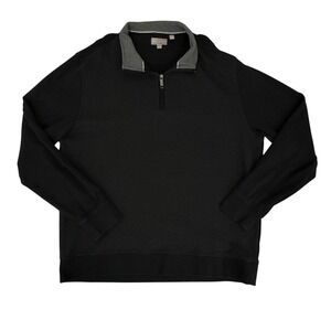 Ted Baker Pullover Mens Extra Large Black Quarter Zip Textured Knit Long Sleeve